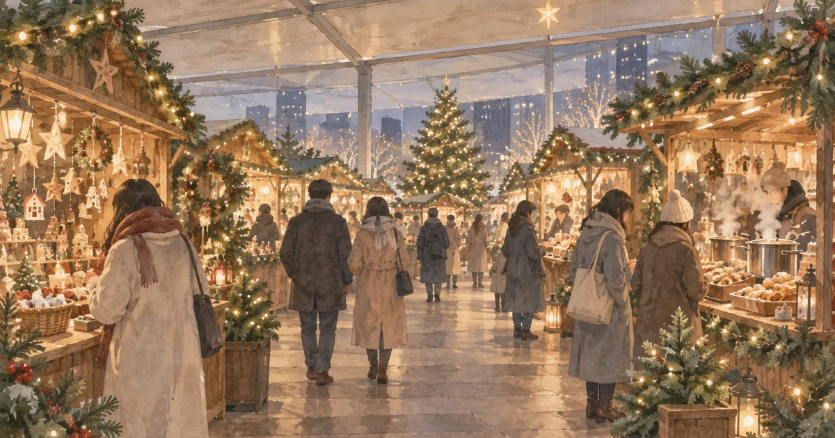 屋根のあるクリスマスマーケットのイメージ