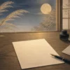 仲秋を思わせる月とすすきの手紙を書く風景