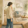 家の中で置き忘れた物を探す様子
