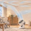 暖房中にサーキュレーターで空気を循環させる部屋