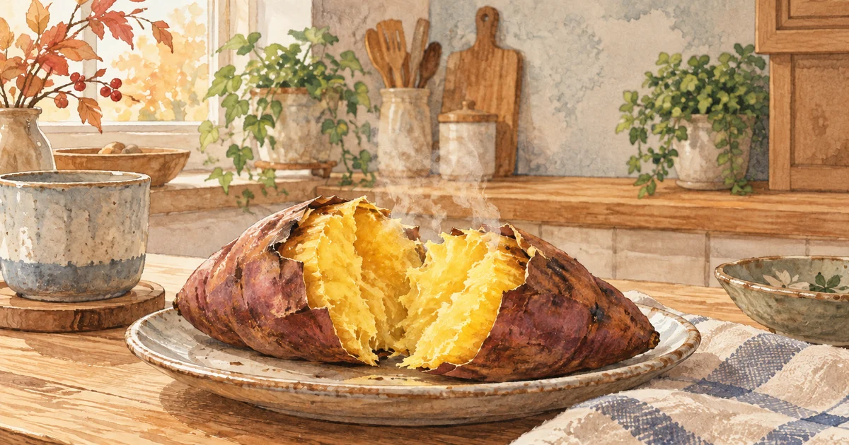 自然な黄金色の断面が見える焼き芋