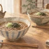 家庭の食卓に用意した温かい年越しそば