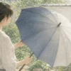色あせた日傘を確認する女性のイメージイラスト