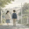 幼馴染の二人が並んで歩くイメージイラスト